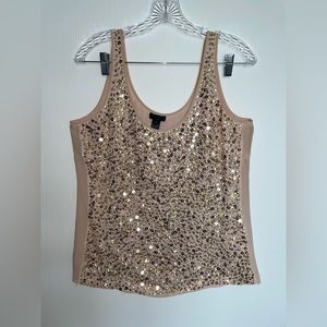 J.CREW COLLECTION GOLD SEQUIN SILK TAN SIZE 8